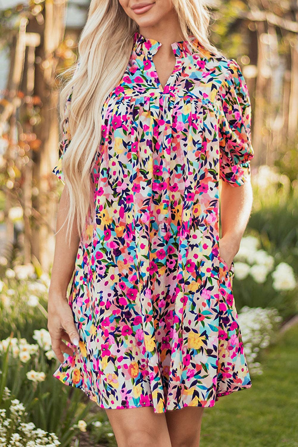 Blushing Blooms Mini Dress