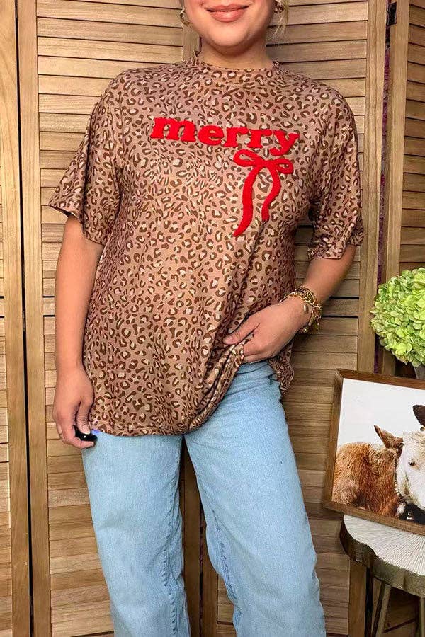 Merry Bow Leopard Print Top