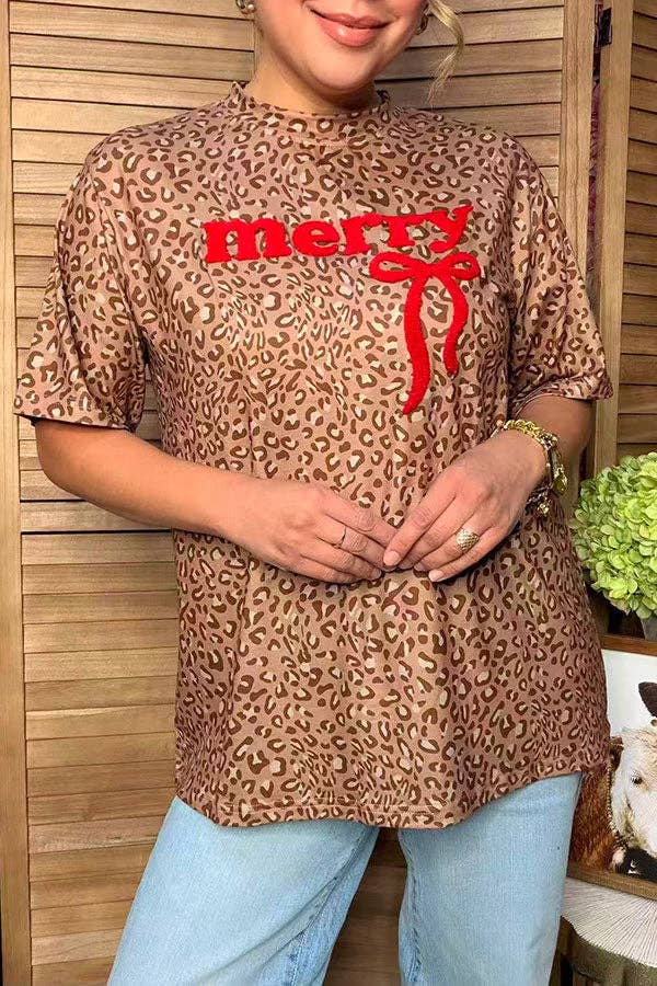 Merry Bow Leopard Print Top