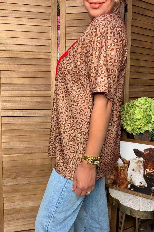 Merry Bow Leopard Print Top