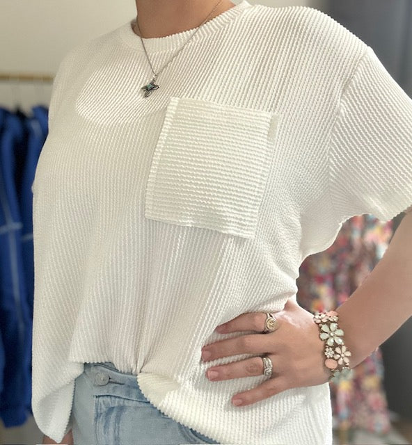 Corded Rib Front Pocket Top