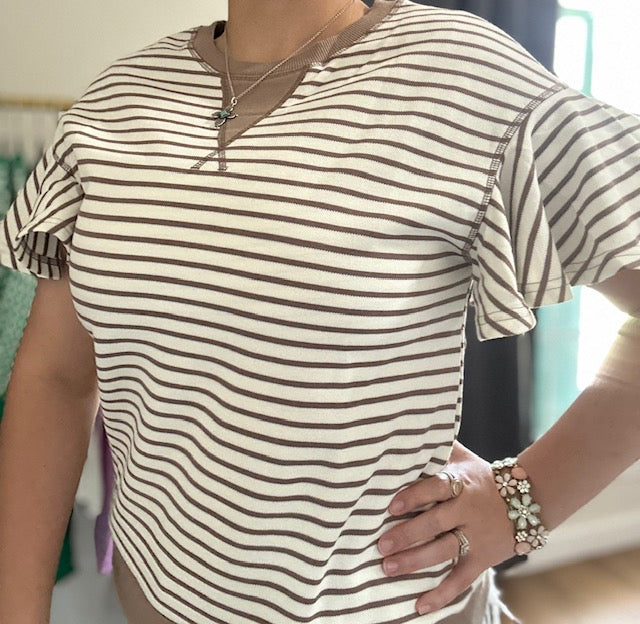 Mocha & Cream Ruffle Top