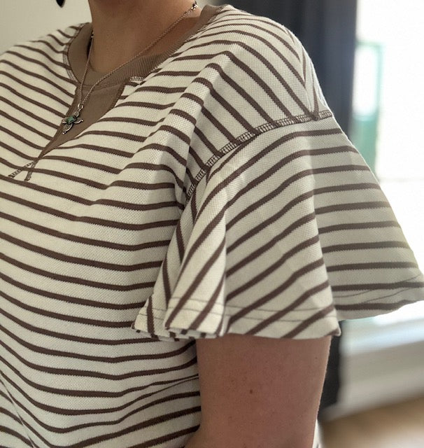 Mocha & Cream Ruffle Top