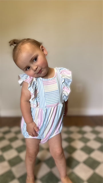 The Pastel Rainbow Ruffle Romper