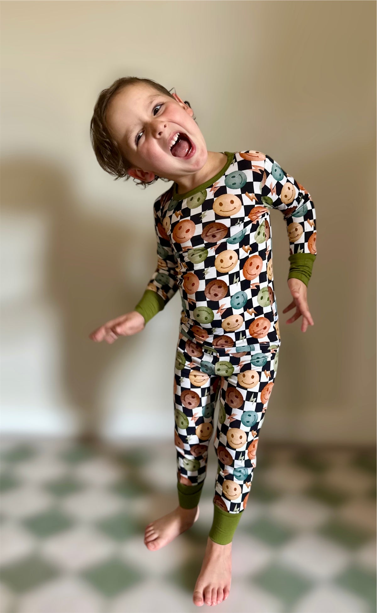 Smiley Checks Bamboo 2-Piece Set