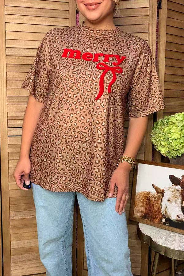 Merry Bow Leopard Print Top