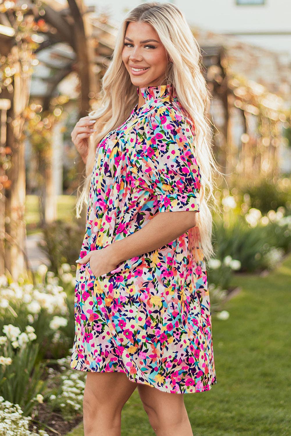 Blushing Blooms Mini Dress